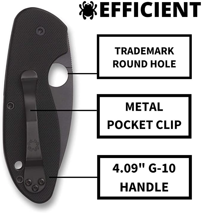 SPYDERCO C216GPSBBK EFFICIENT G10 PLN/SERR BLACK BLADE - Image 4