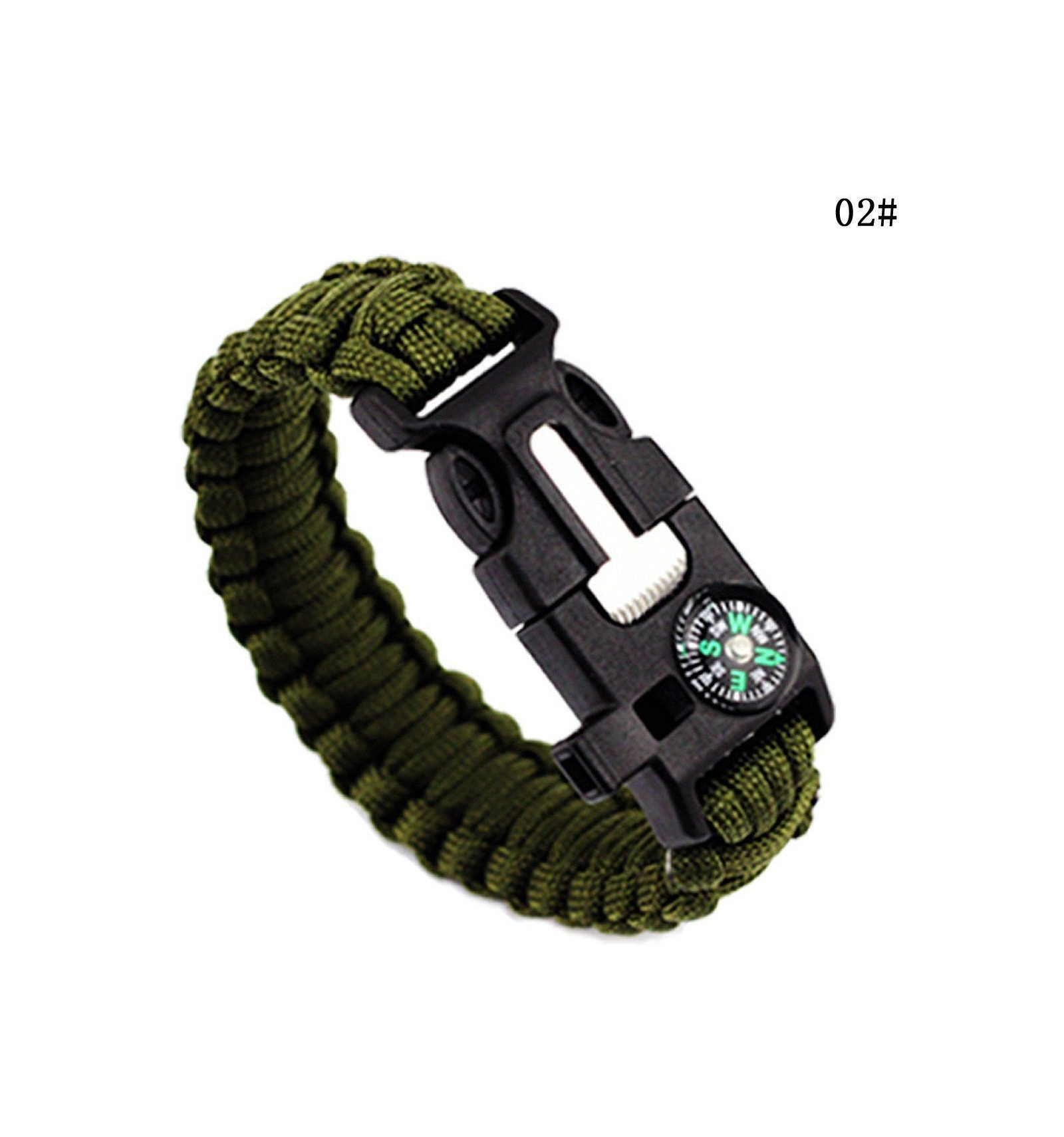 PARACORD SURVIVAL BRACELET BLUE/BLACK/ORANGE/OLIVE/BROWN - Image 2