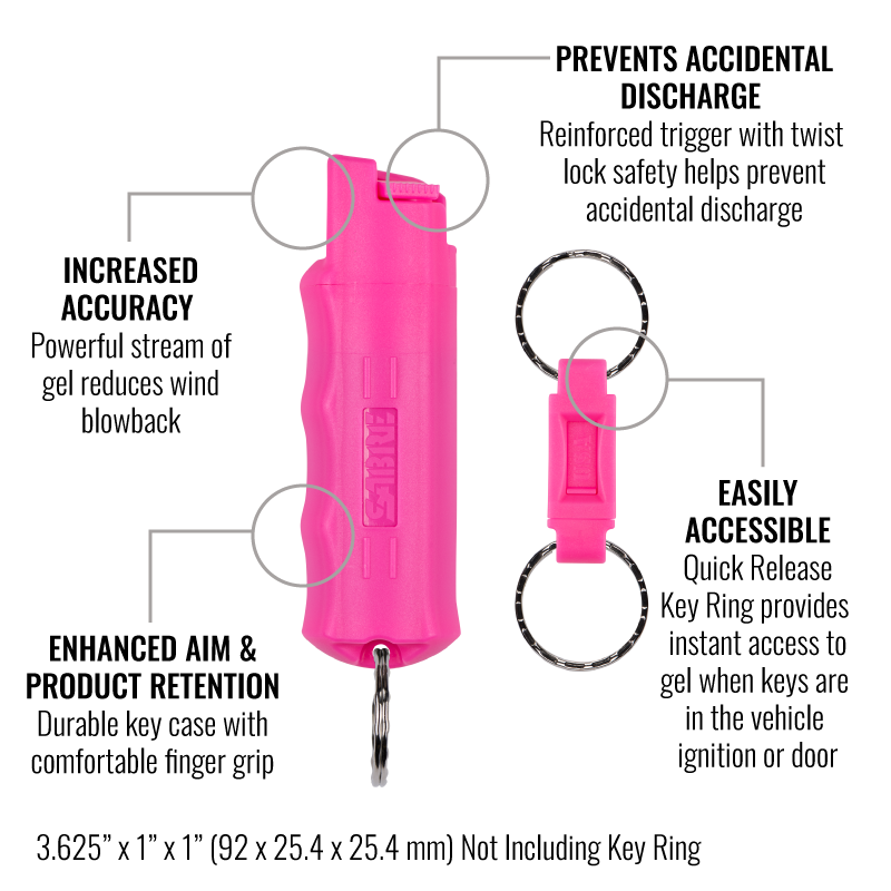 Pink Campus Safety Pepper Gel with Quick Release Key Ring - Image 2