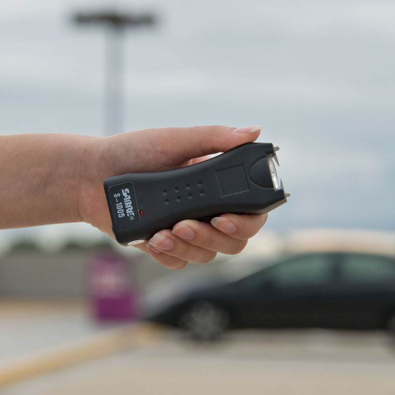 Black SABRE Dual Capacitor Stun Gun with LED Flashlight