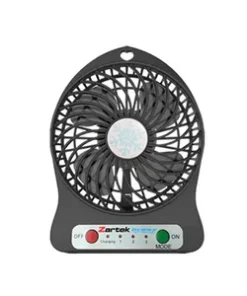 Zartek Rechargeable Mini Fan – BLACK, 3 Speeds, Portable, USB type C Rechargeable, 2200mAH Battery