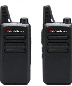 Zartek RX-8 two-way radio TWIN pack rechargeable version (incl 2 x radios, 2 x belt clips, 1 x mains adaptor, 1 x USB charging cable dual pin, 6 x AA NiMH rechargeable batteries) Hanging clear box