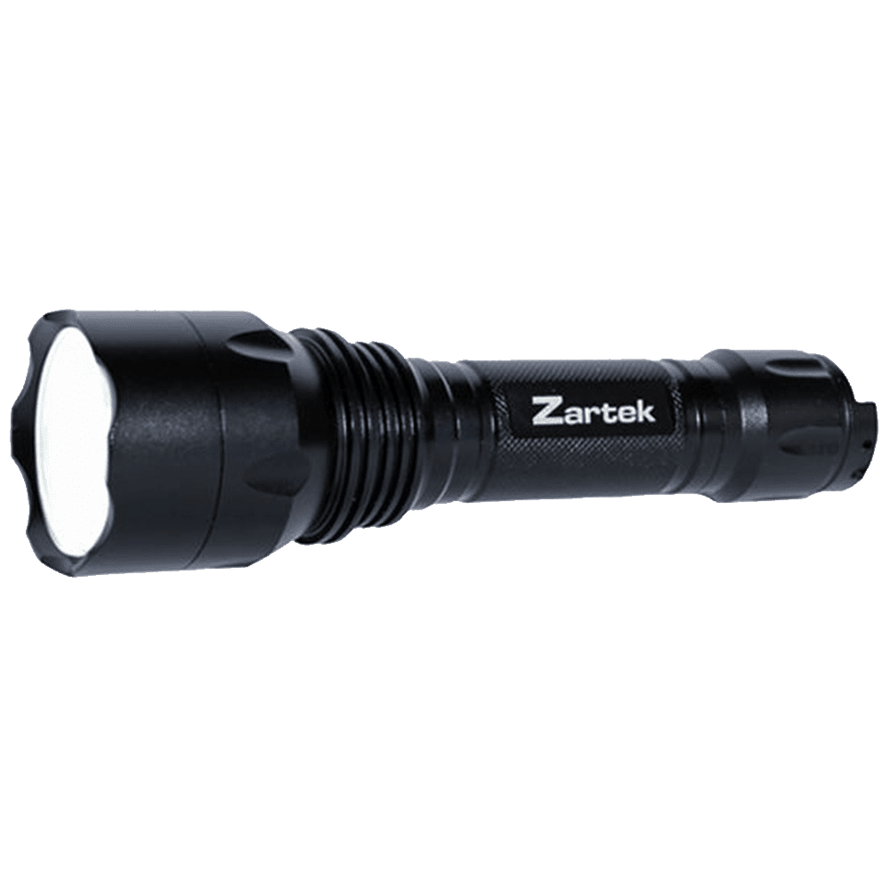 Zartek Extreme Bright Flashlight, LED, 900lm, HEAVY-
DUTY, Aluminium, Tactical Back Switch, Rechargeable Li-ion Battery, Mains / Vehicle Charger, Pouch incl