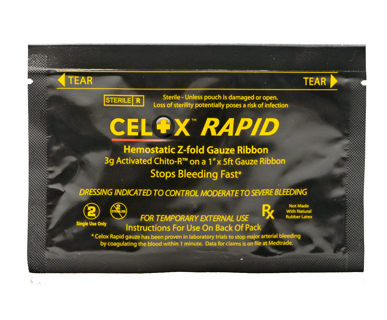 Celox Rapid Gauze Z-fold 1" Ribbon